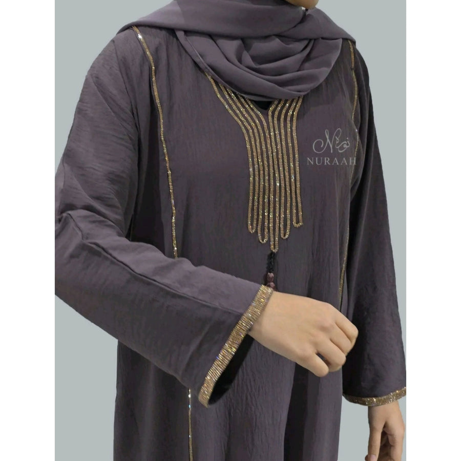 ALINAH EMBELLISHED ABAYA AMETHYST - NURAAH