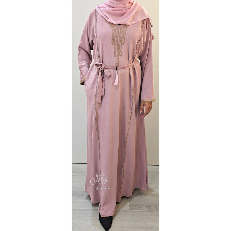 ALINAH EMBELLISHED ABAYA PINK - NURAAH