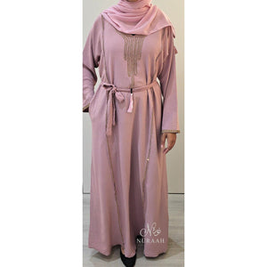 ALINAH EMBELLISHED ABAYA PINK - NURAAH