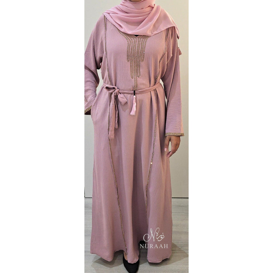 ALINAH EMBELLISHED ABAYA PINK - NURAAH