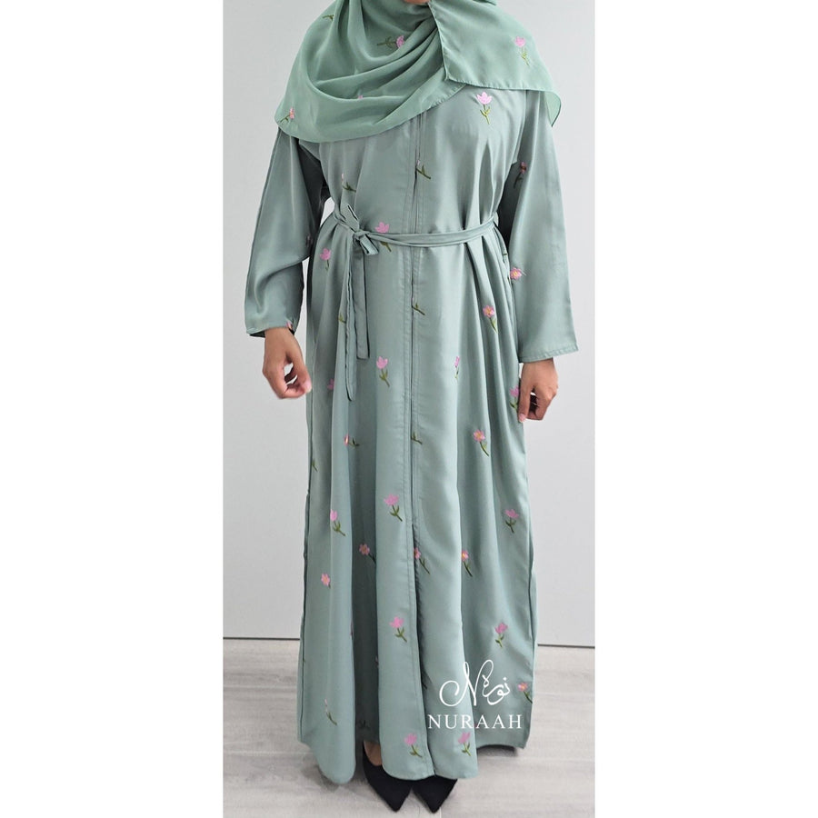 ARWA EMBROIDERY ABAYA MINT GREEN - NURAAH