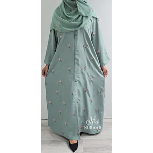 ARWA EMBROIDERY ABAYA MINT GREEN - NURAAH