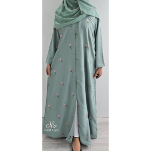 ARWA EMBROIDERY ABAYA MINT GREEN - NURAAH