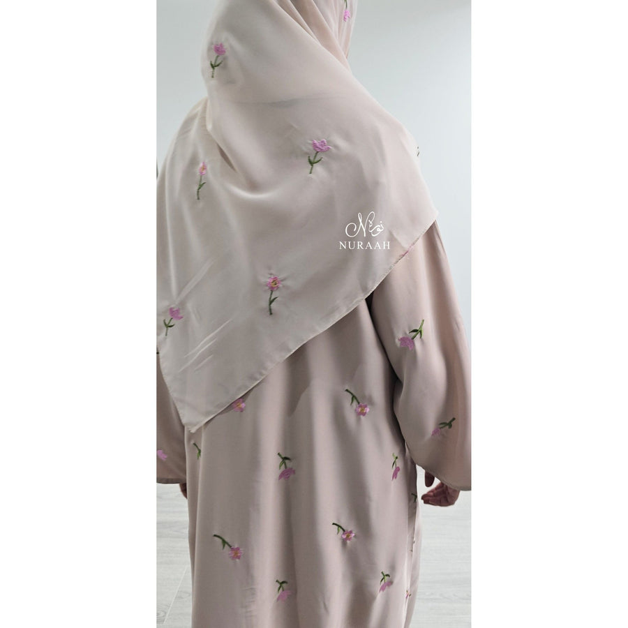 ARWA EMBROIDERY ABAYA SOFT BEIGE - NURAAH