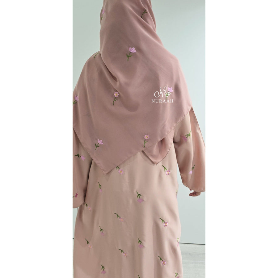 ARWA EMBROIDERY ABAYA SOFT PEACH - NURAAH