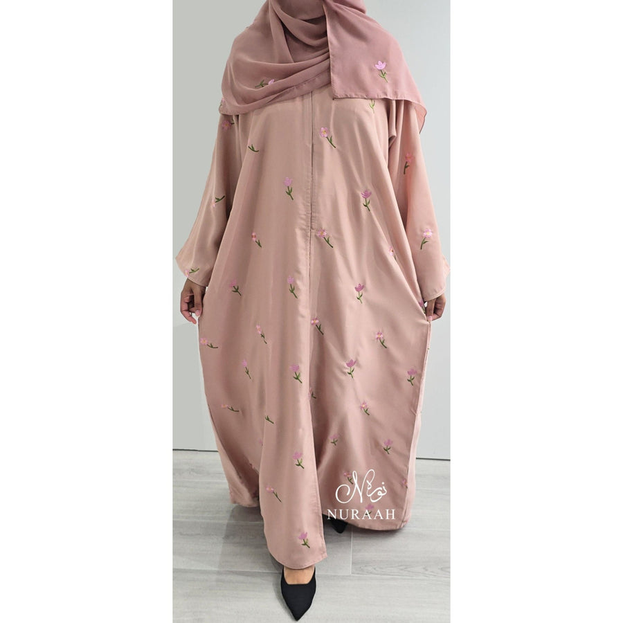 ARWA EMBROIDERY ABAYA SOFT PEACH - NURAAH