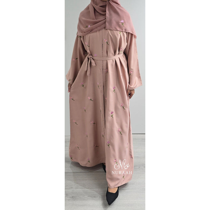 ARWA EMBROIDERY ABAYA SOFT PEACH - NURAAH