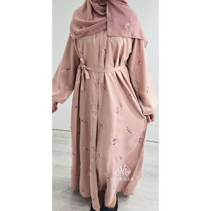 ARWA EMBROIDERY ABAYA SOFT PEACH - NURAAH