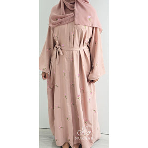 ARWA EMBROIDERY ABAYA SOFT PEACH - NURAAH