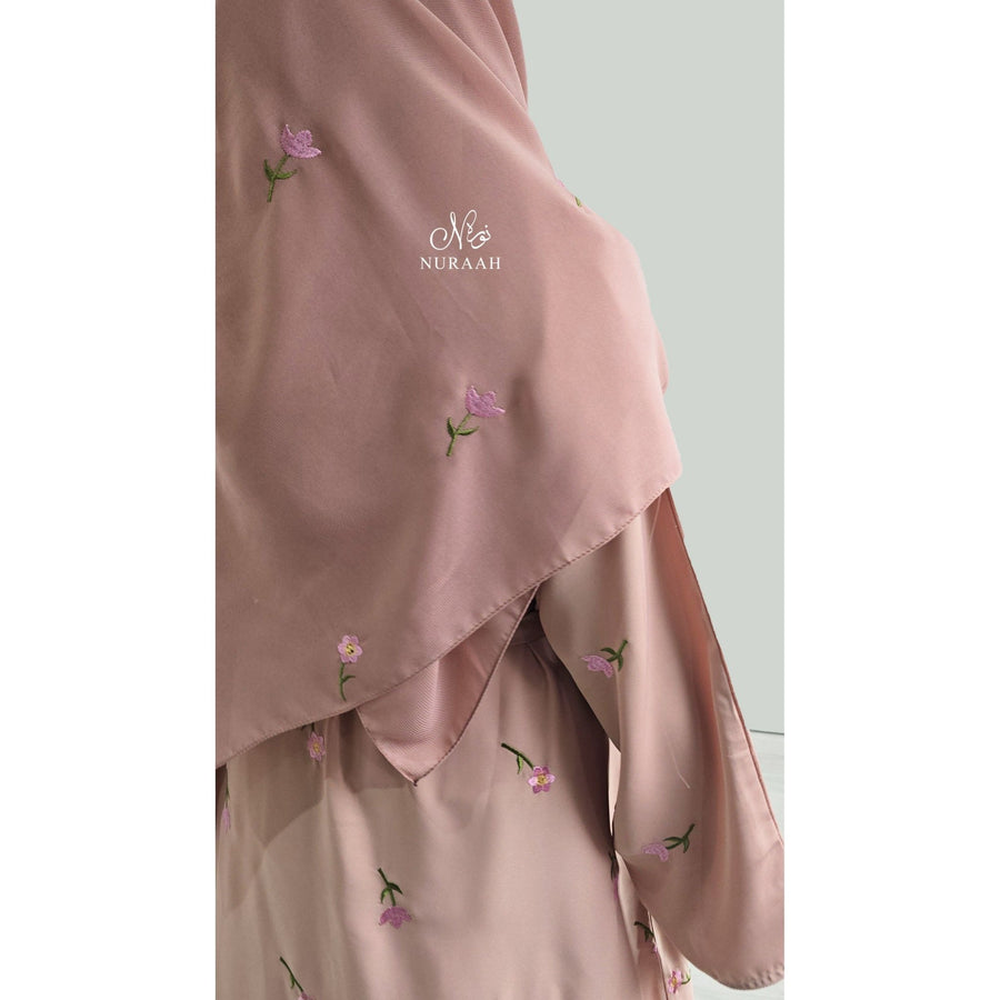 ARWA EMBROIDERY ABAYA SOFT PEACH - NURAAH