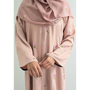 ARWA EMBROIDERY ABAYA SOFT PEACH - NURAAH