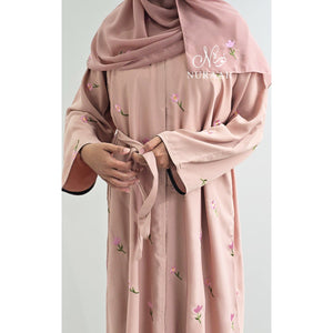 ARWA EMBROIDERY ABAYA SOFT PEACH - NURAAH