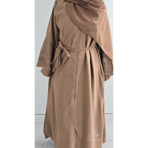 HAWA FLORAL EMBROIDERY ABAYA BROWN - NURAAH