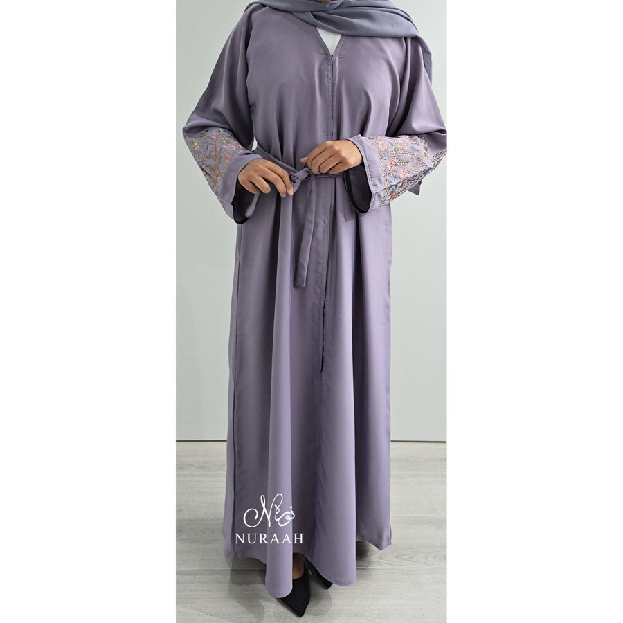 HAWA FLORAL EMBROIDERY ABAYA LILAC - NURAAH