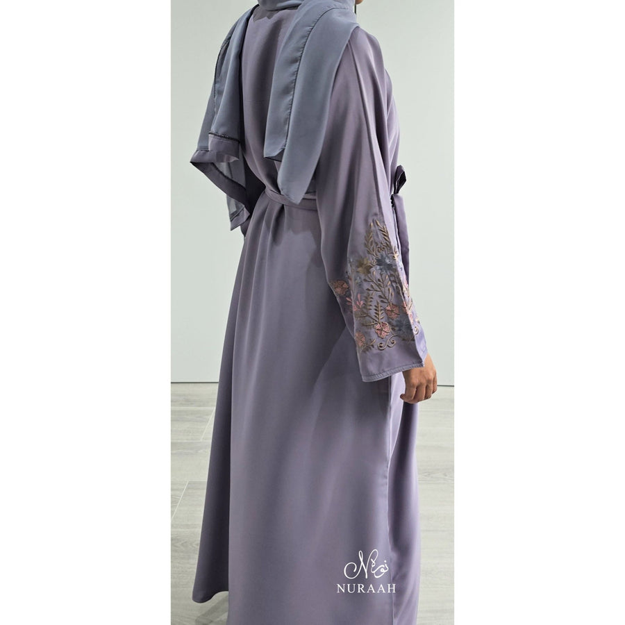 HAWA FLORAL EMBROIDERY ABAYA LILAC - NURAAH