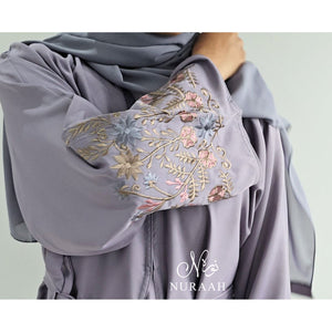 HAWA FLORAL EMBROIDERY ABAYA LILAC - NURAAH