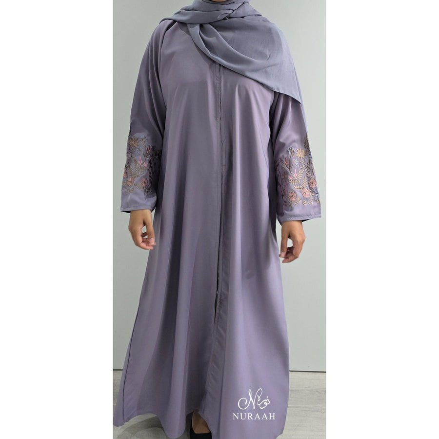 HAWA FLORAL EMBROIDERY ABAYA LILAC - NURAAH