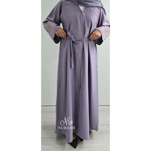 HAWA FLORAL EMBROIDERY ABAYA LILAC - NURAAH