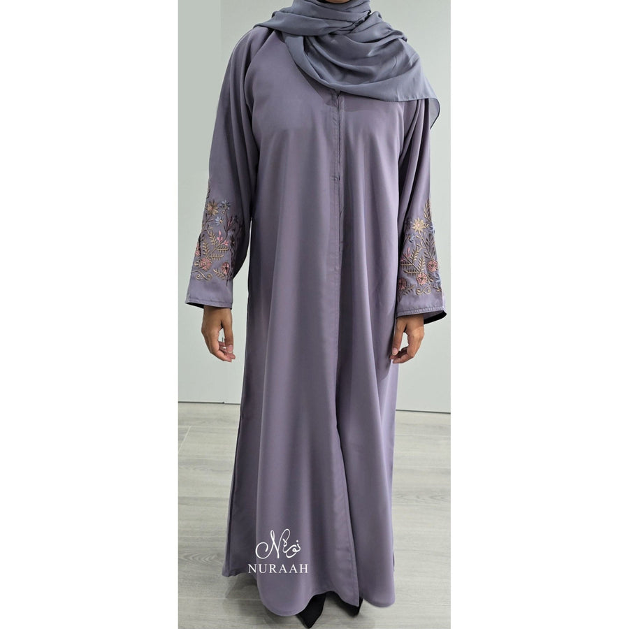 HAWA FLORAL EMBROIDERY ABAYA LILAC - NURAAH