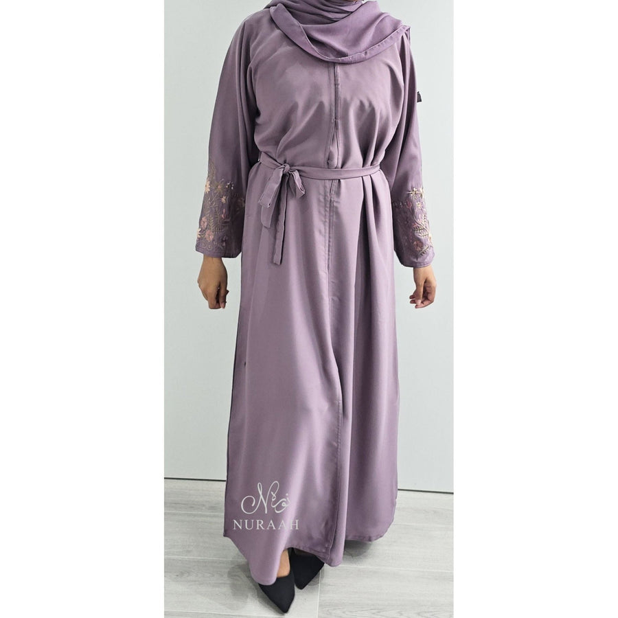 HAWA FLORAL EMBROIDERY ABAYA ROYAL PURPLE - NURAAH