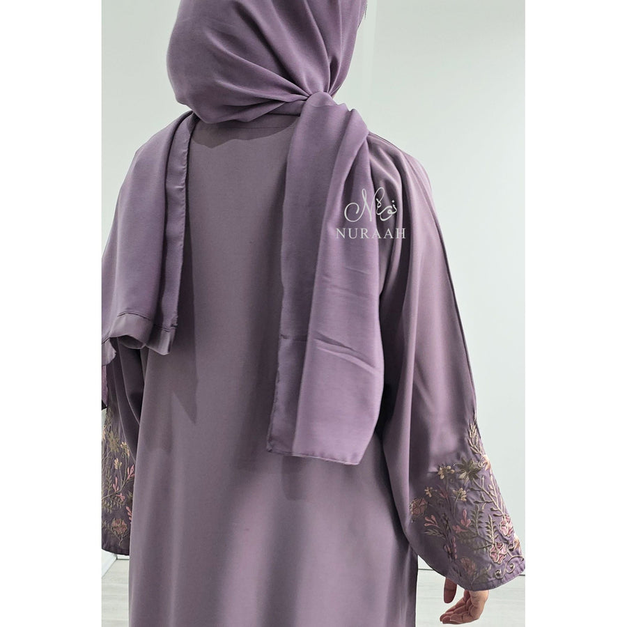 HAWA FLORAL EMBROIDERY ABAYA ROYAL PURPLE - NURAAH