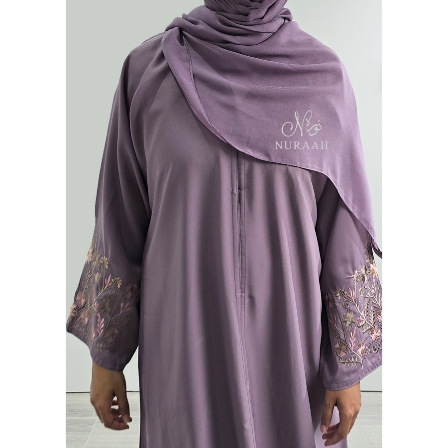 HAWA FLORAL EMBROIDERY ABAYA ROYAL PURPLE - NURAAH