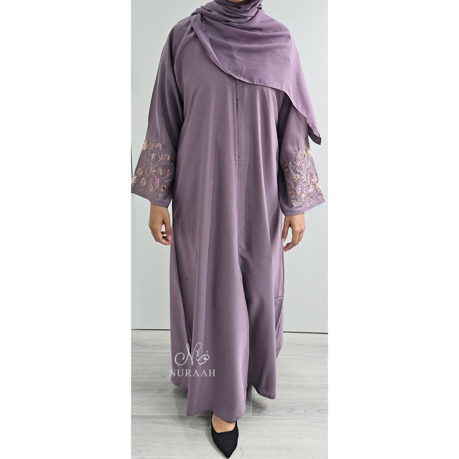 HAWA FLORAL EMBROIDERY ABAYA ROYAL PURPLE - NURAAH