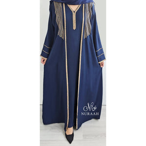 LAYAN EMBELLISHED ABAYA NAVY BLUE - NURAAH