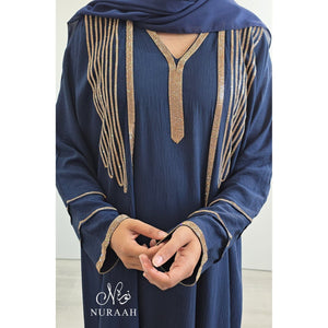 LAYAN EMBELLISHED ABAYA NAVY BLUE - NURAAH