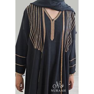 LAYAN EMBELLISHED ABAYA SET BLACK - NURAAH