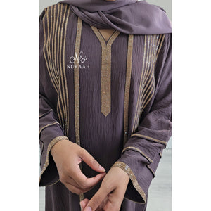 LAYAN EMBELLISHED ABAYA SET PURPLE - NURAAH