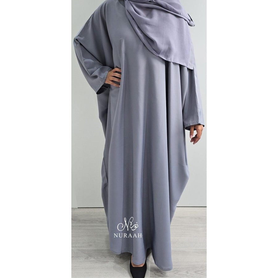 PLAIN BUTTERFLY ABAYA LIGHT GREY - NURAAH