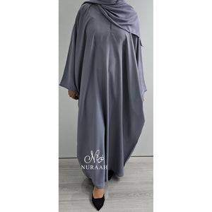 PLAIN BUTTERFLY ABAYA LIGHT GREY - NURAAH