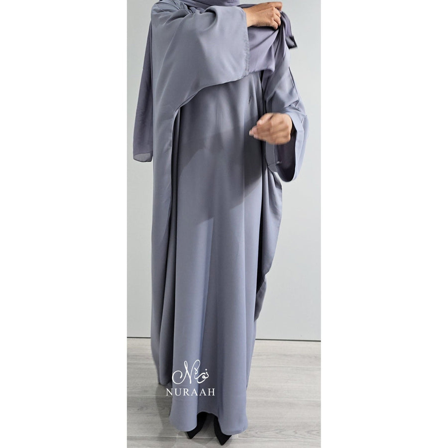 PLAIN BUTTERFLY ABAYA LIGHT GREY - NURAAH