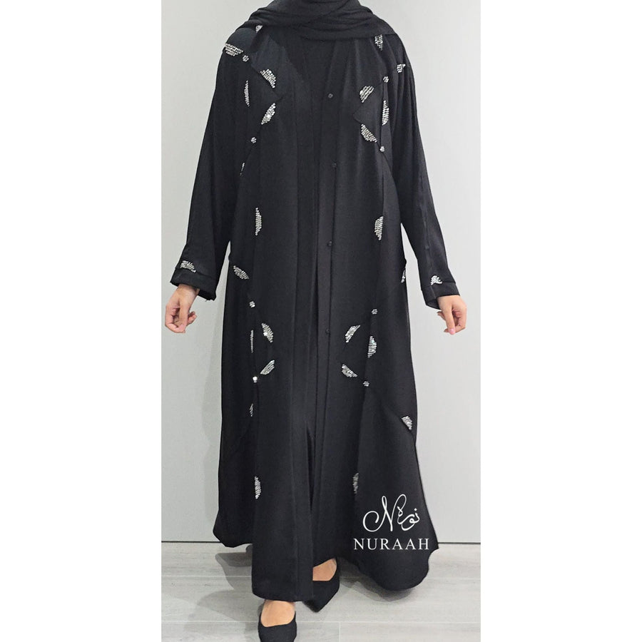 REEM HAND EMBELLISHED ABAYA BLACK - NURAAH