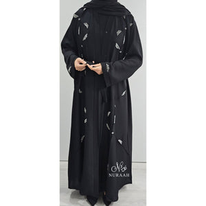 REEM HAND EMBELLISHED ABAYA BLACK - NURAAH