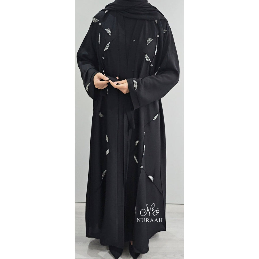 REEM HAND EMBELLISHED ABAYA BLACK - NURAAH