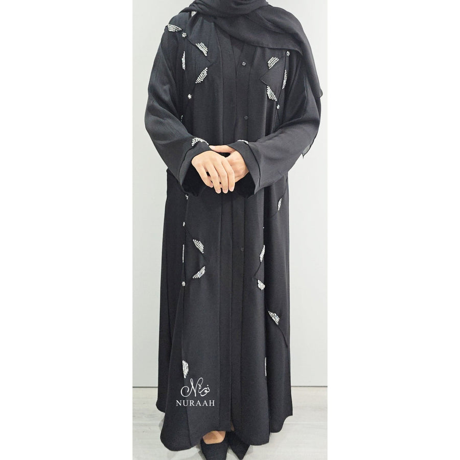 REEM HAND EMBELLISHED ABAYA BLACK - NURAAH