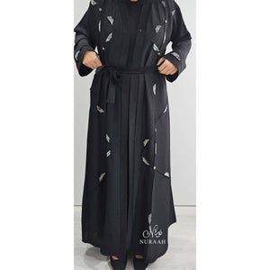 REEM HAND EMBELLISHED ABAYA BLACK - NURAAH