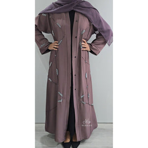 REEM HAND EMBELLISHED ABAYA DUSTY ROSE - NURAAH