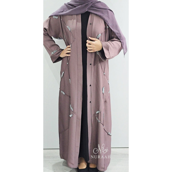 REEM HAND EMBELLISHED ABAYA DUSTY ROSE - NURAAH