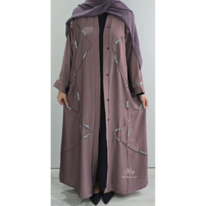 REEM HAND EMBELLISHED ABAYA DUSTY ROSE - NURAAH