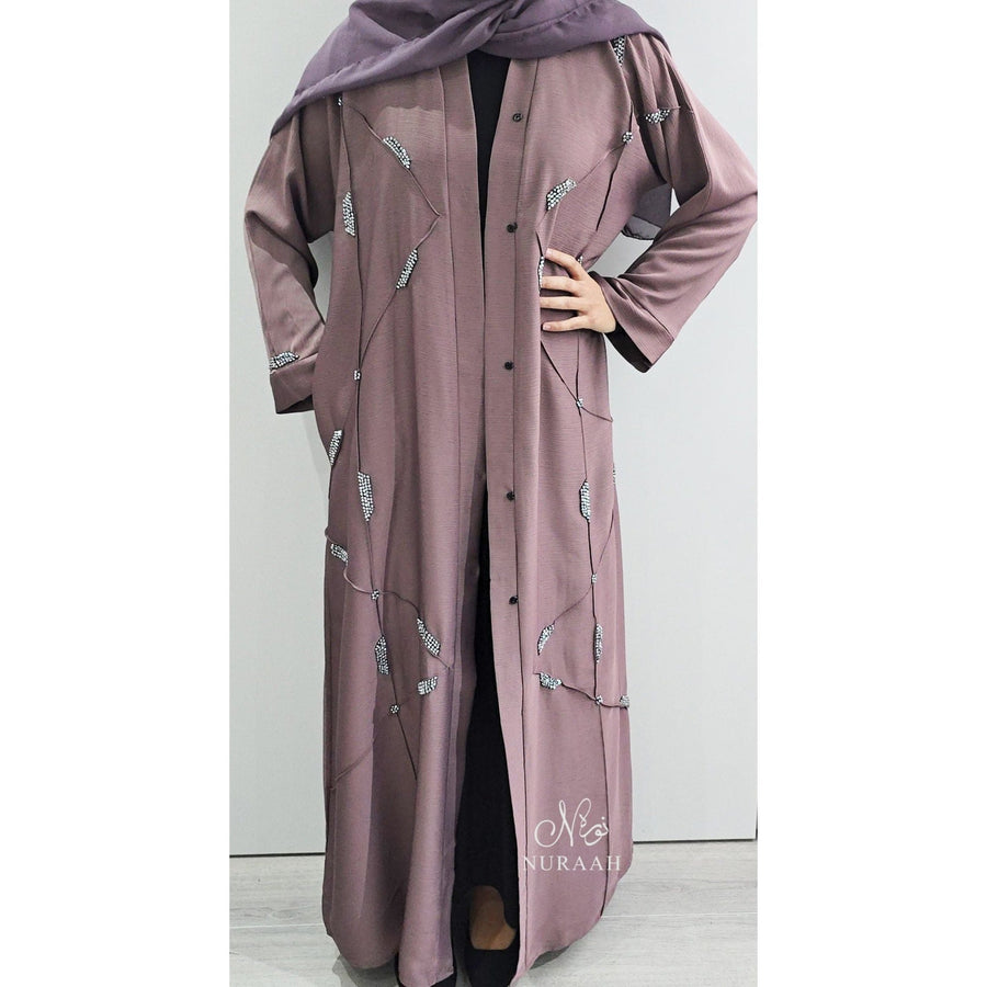 REEM HAND EMBELLISHED ABAYA DUSTY ROSE - NURAAH