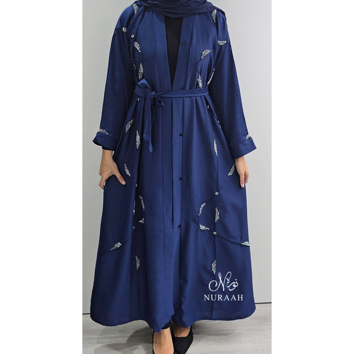 REEM HAND EMBELLISHED ABAYA ELECTRIC BLUE - NURAAH