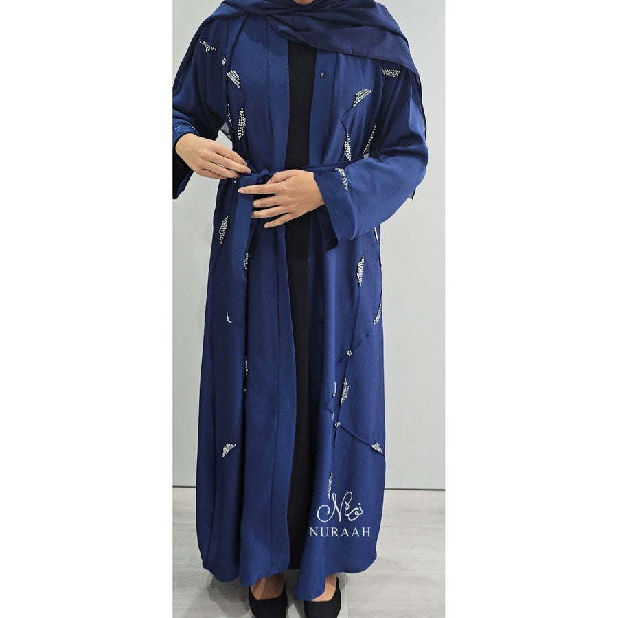 REEM HAND EMBELLISHED ABAYA ELECTRIC BLUE - NURAAH