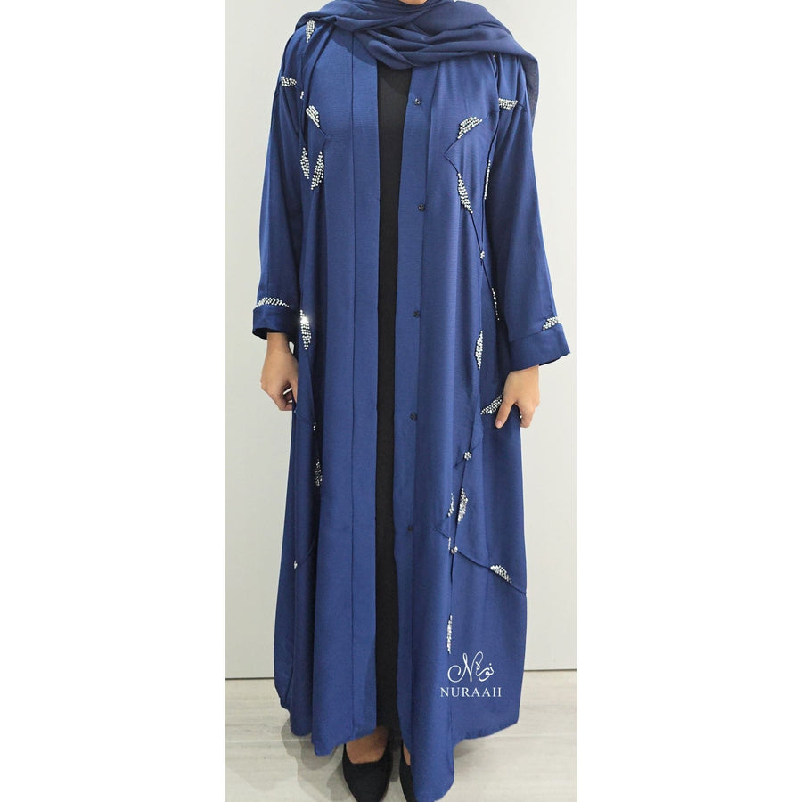 REEM HAND EMBELLISHED ABAYA ELECTRIC BLUE - NURAAH