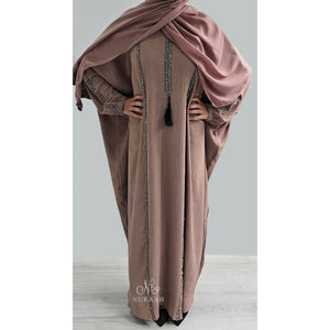 SARA BATWING EMBELLISHED ABAYA CAMEL - NURAAH