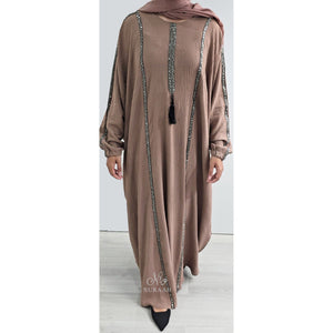 SARA BATWING EMBELLISHED ABAYA CAMEL - NURAAH