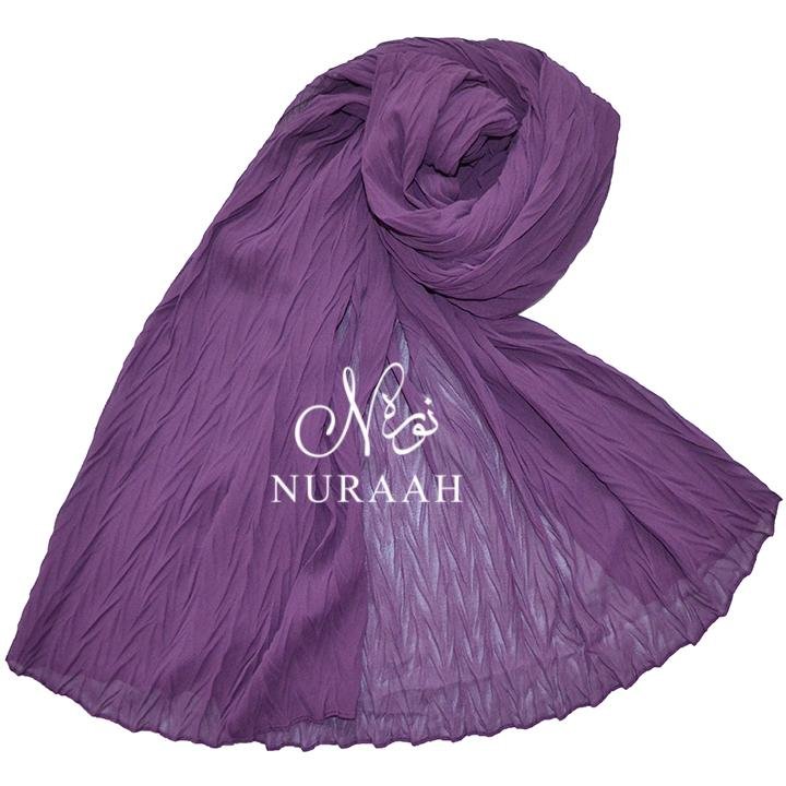 CRUMPLED CHIFFON SCARF PURPLE - NURAAH